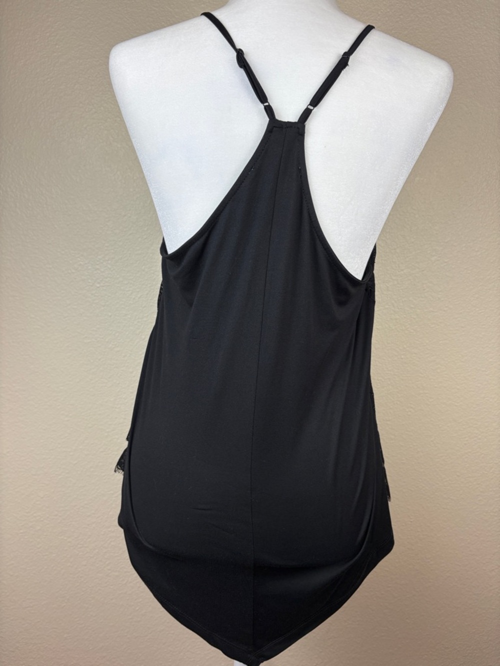 Three Pink Hearts Lace overlay black top Juniors High neck sleeveless top Medium - Picture 6 of 10